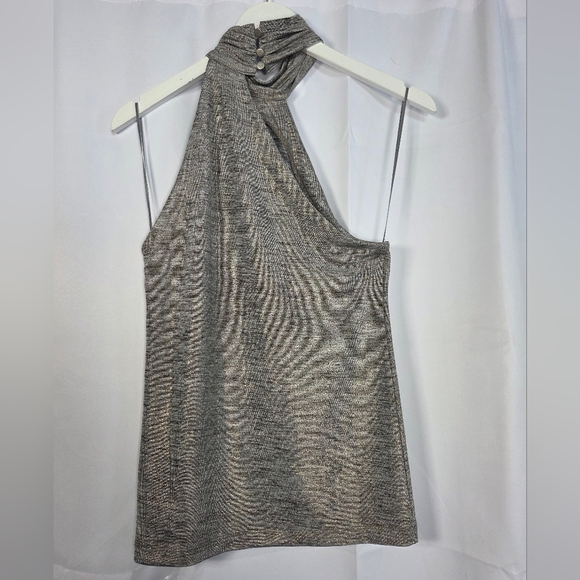 NWT Free People Koda Silver Metallic Tank Top Asymmetric Shirt Women's S  $58 - Picture 4 of 7
